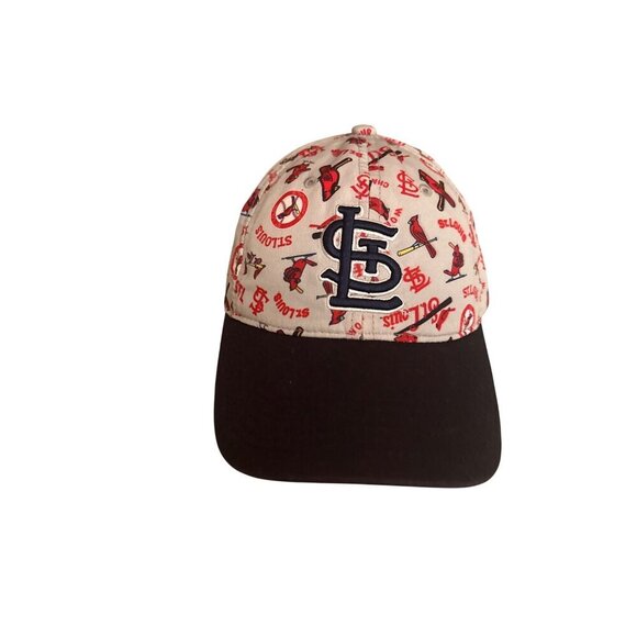 St. Louis Cardinals Baseball Cap Adjustable Strap Black & White Polyester Cotton - Picture 1 of 6